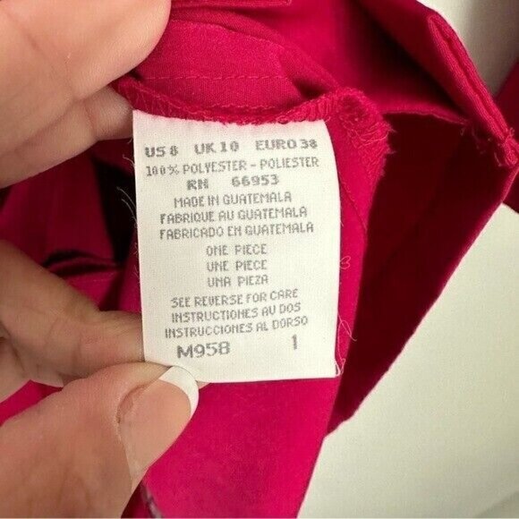 Vintage Red Dress size 8 Short Sleeve Asian Inspired - Picture 10 of 10